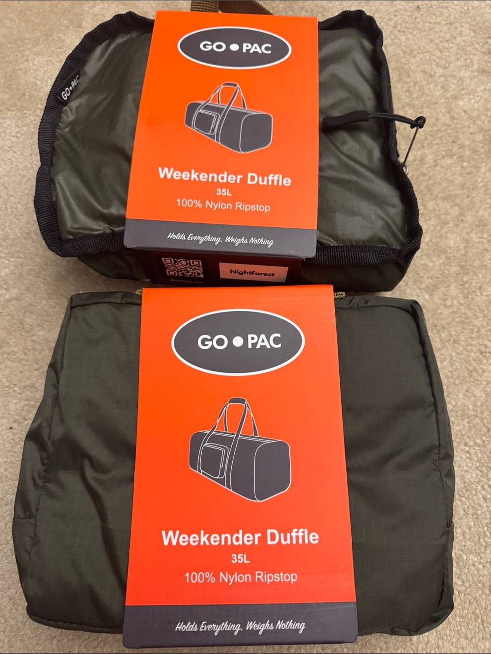 Nightforest Weekender two Duffle Bags - Olive Green